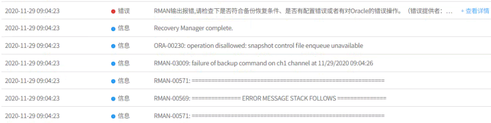 AnyBackup-备份 Linux_Unix 服务器上的 Oracle 数据库失败，任务执行输出中提示 ORA-00230 错误信息
